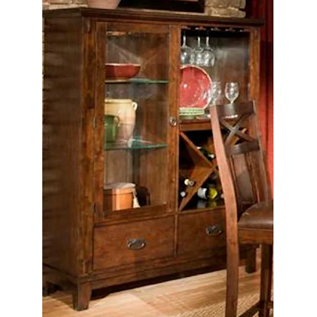 2-Drawer Server with Cabinet and Wine Rack